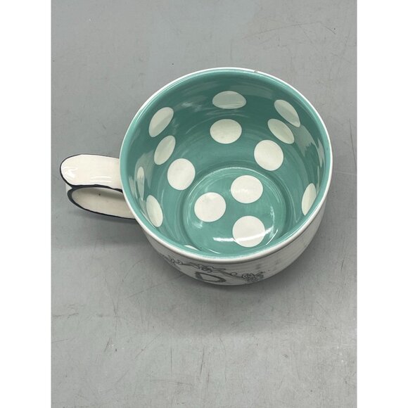 Katie mandy mug cup white blue dots stripes 3.5x5.5" READ - Picture 6 of 16
